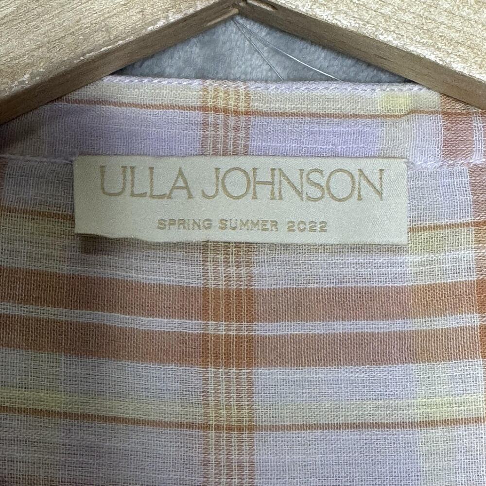Ulla Johnson Plaid Button Down Shirt in Pink and Orange - Picture 4 of 10